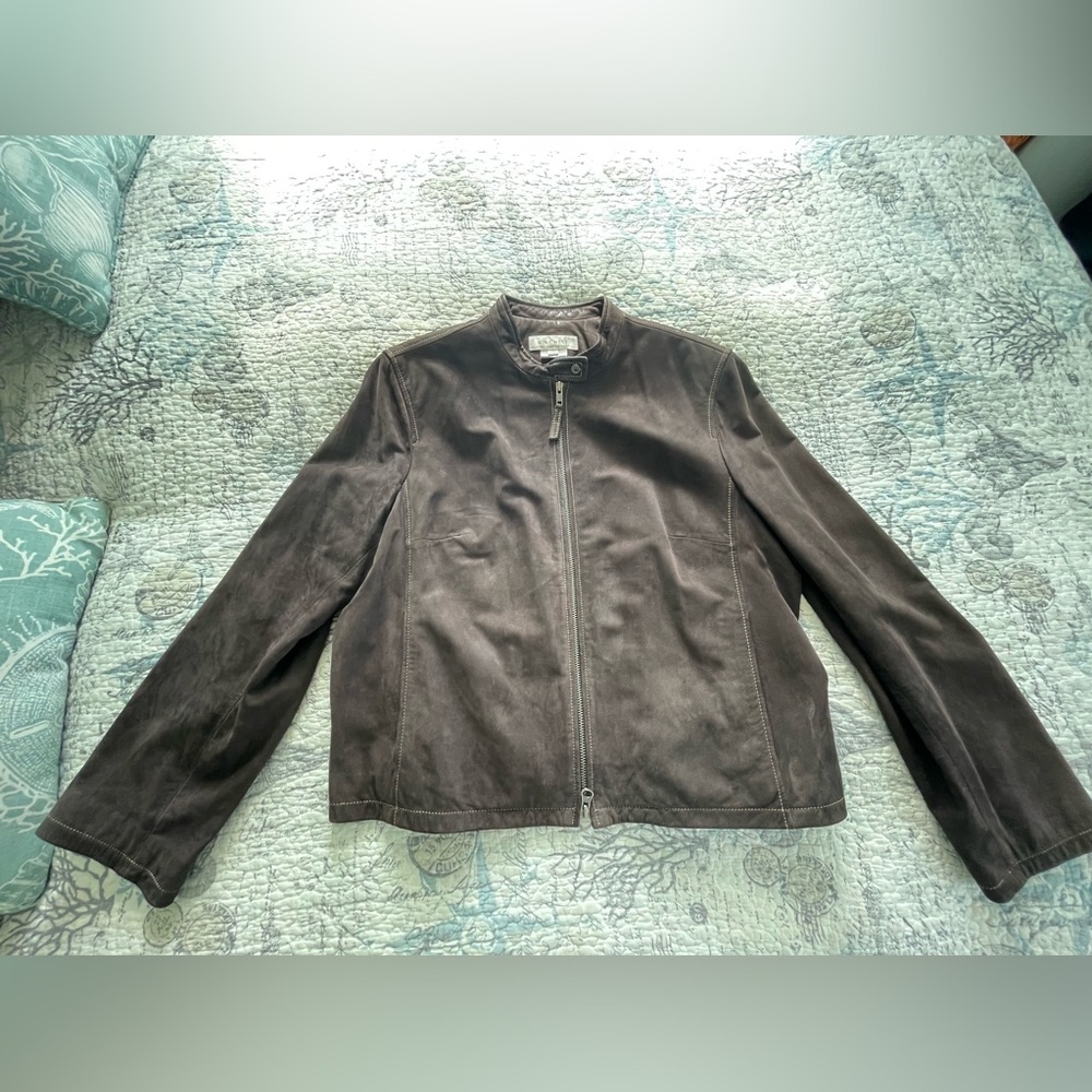 Nine West Dark Brown Genuine Suede Jacket